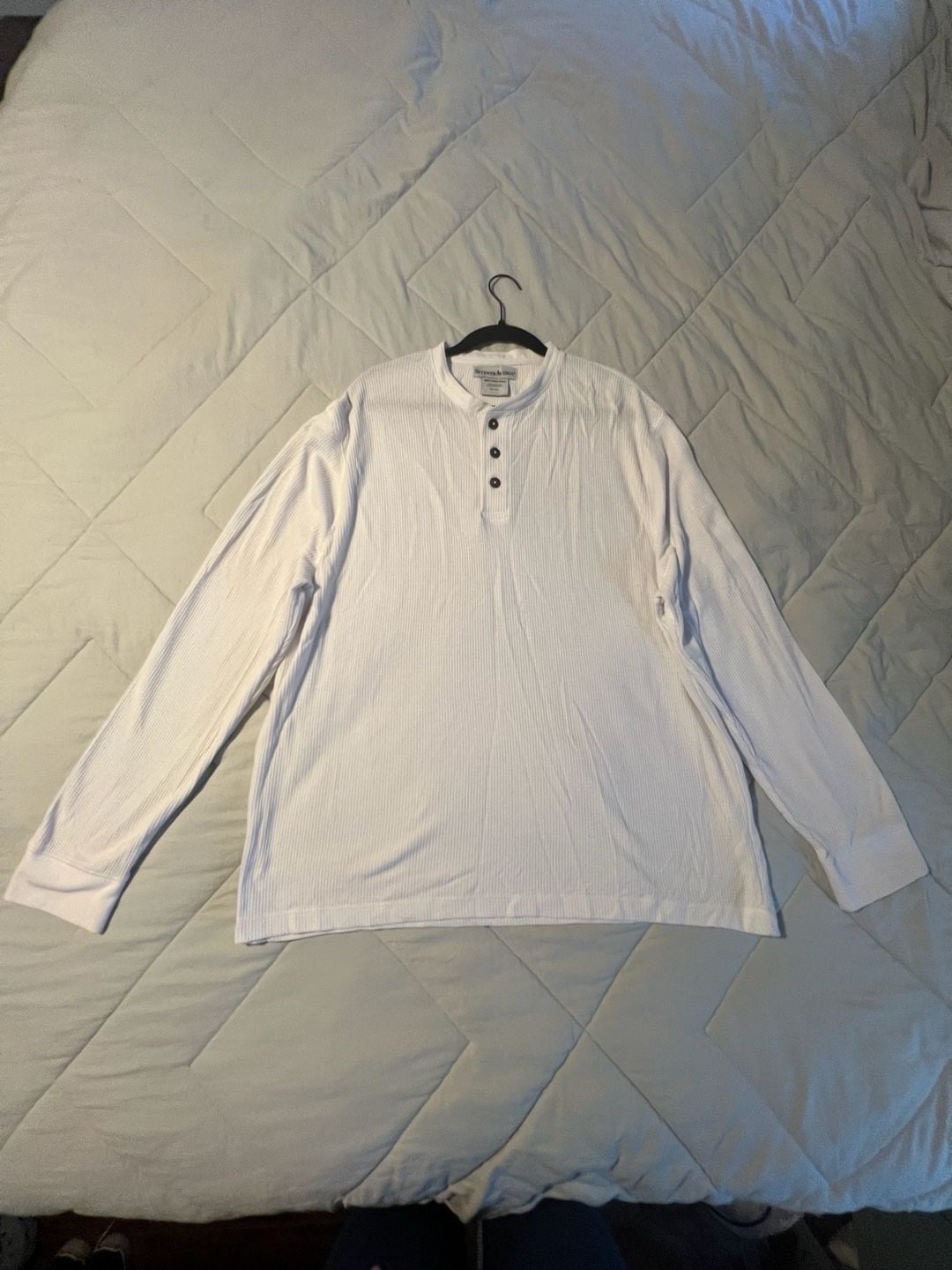 Seventh Avenue Men's White Waffle Knit Long Sleeve Henley Shirt Size XXL 2