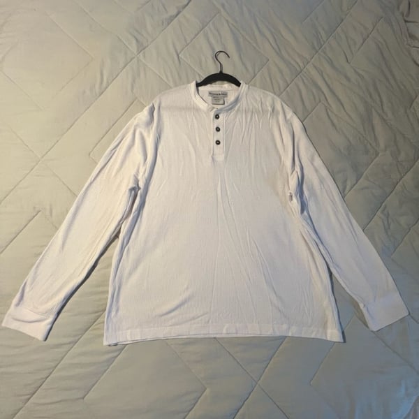 Seventh Avenue Men's White Waffle Knit Long Sleeve Henley Shirt Size XXL