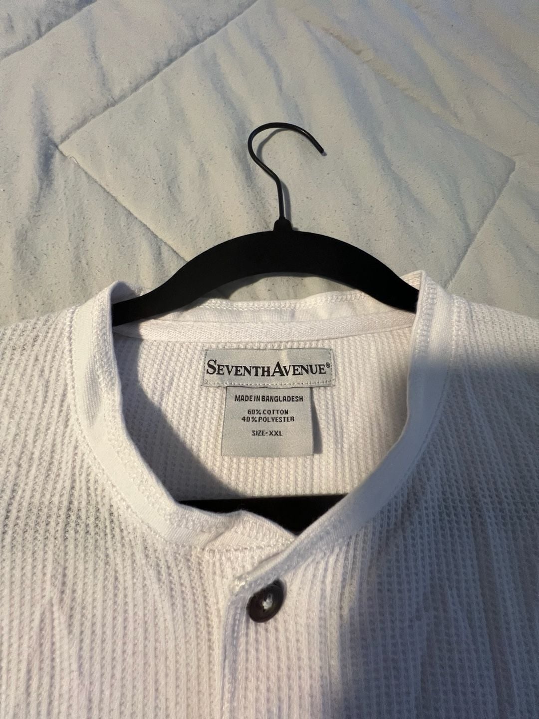Seventh Avenue Men's White Waffle Knit Long Sleeve Henley Shirt Size XXL 3