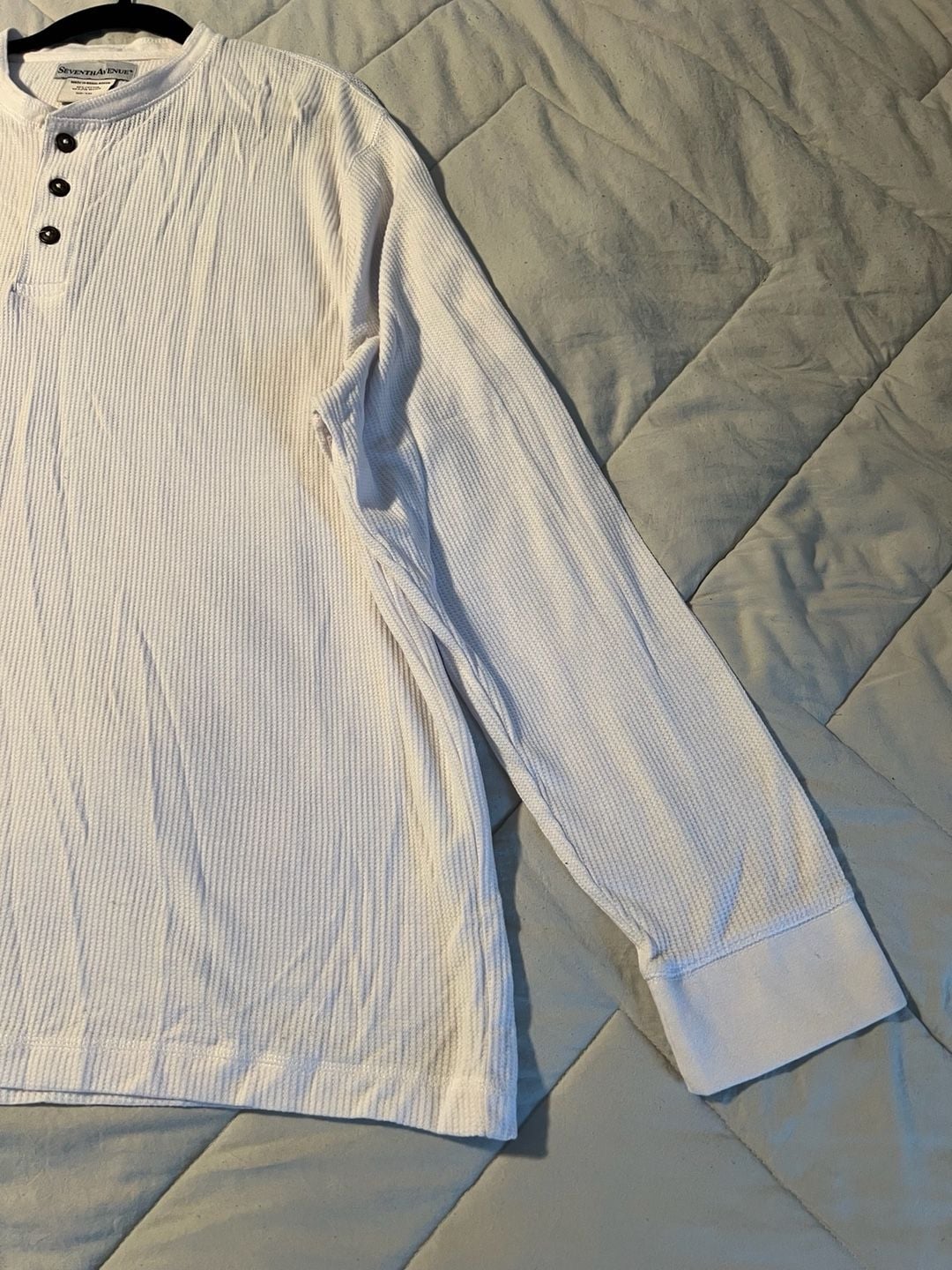 Seventh Avenue Men's White Waffle Knit Long Sleeve Henley Shirt Size XXL 4
