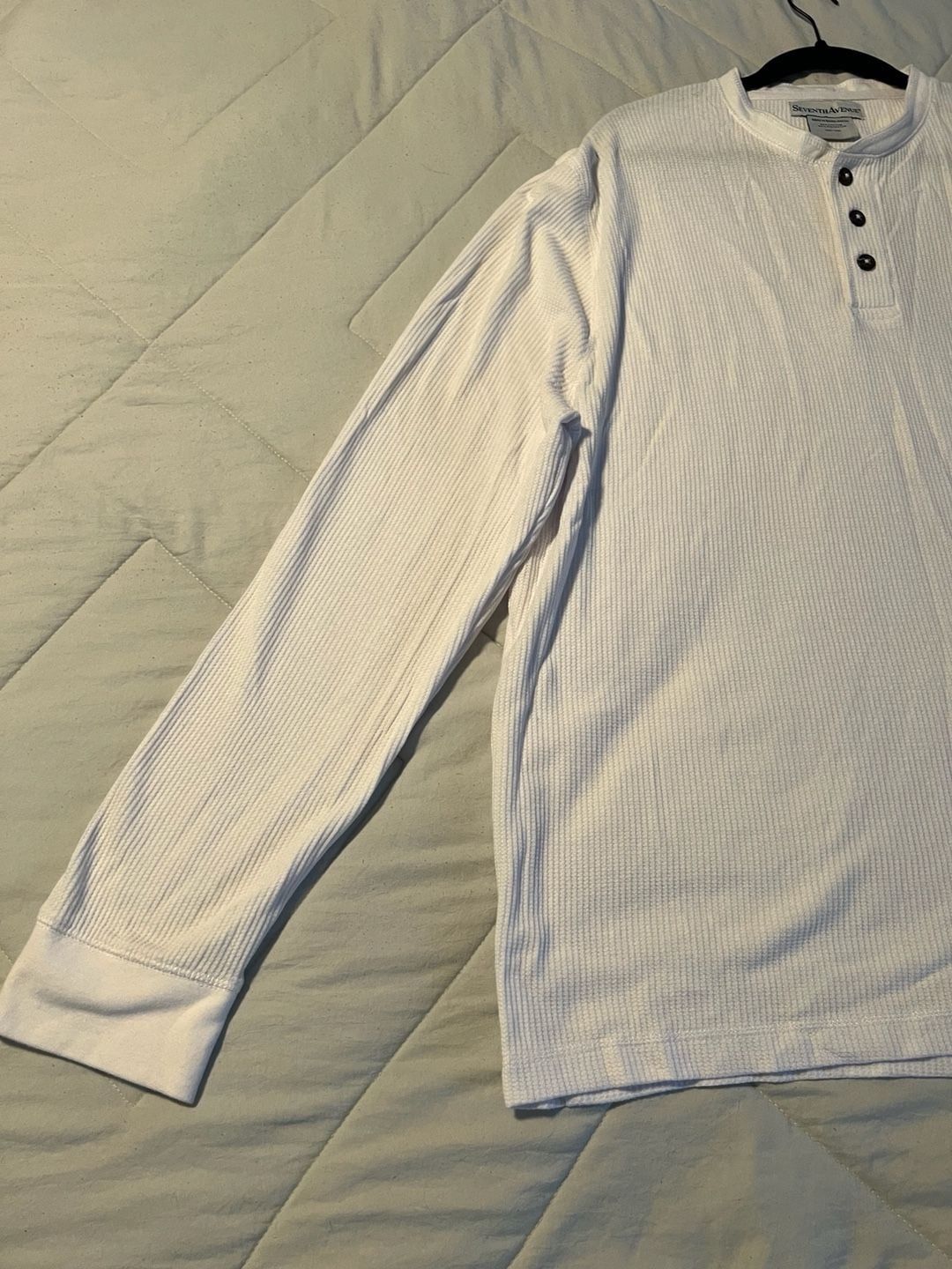 Seventh Avenue Men's White Waffle Knit Long Sleeve Henley Shirt Size XXL 5