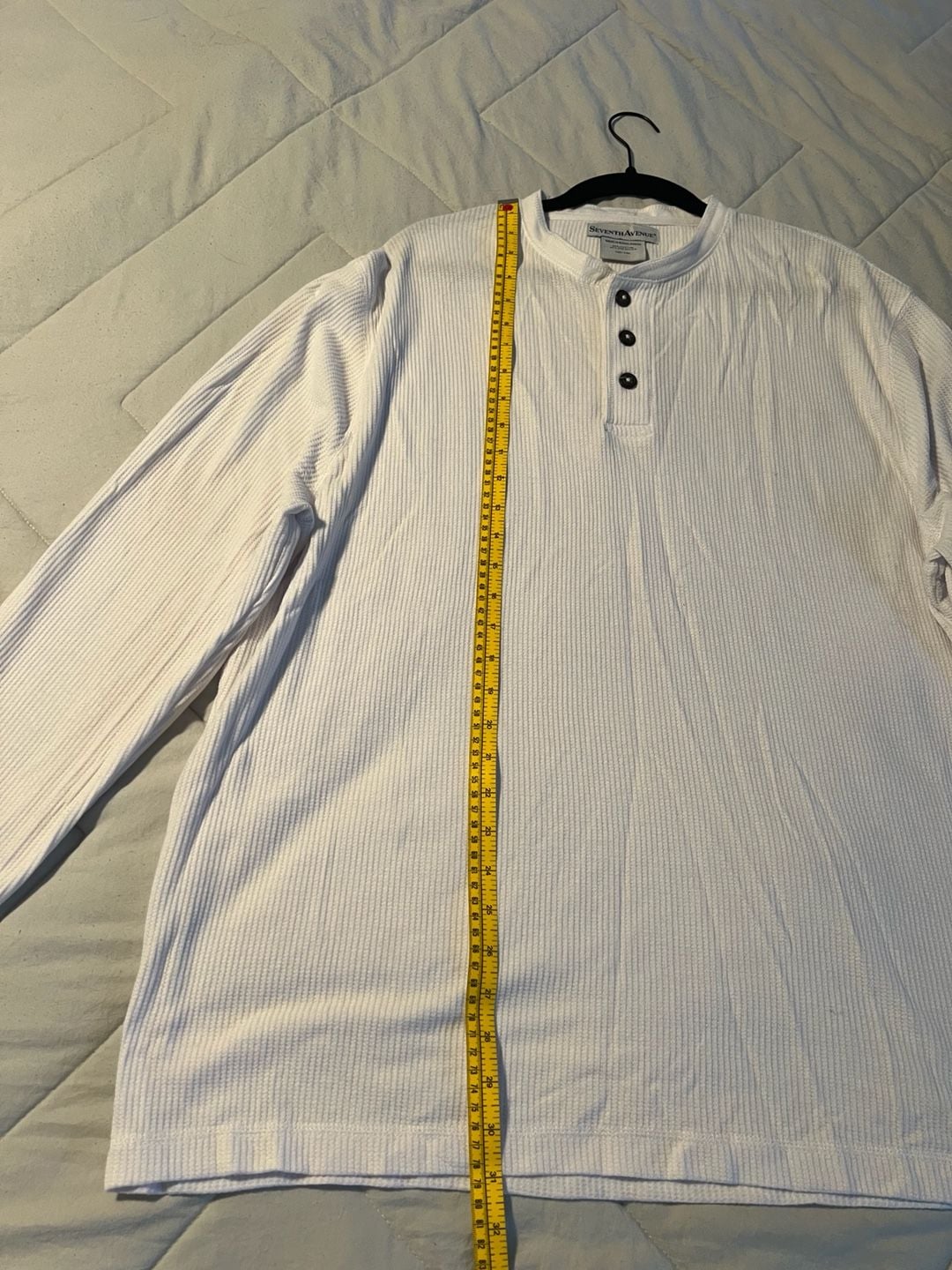 Seventh Avenue Men's White Waffle Knit Long Sleeve Henley Shirt Size XXL 7