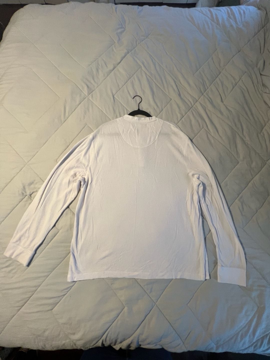 Seventh Avenue Men's White Waffle Knit Long Sleeve Henley Shirt Size XXL 9