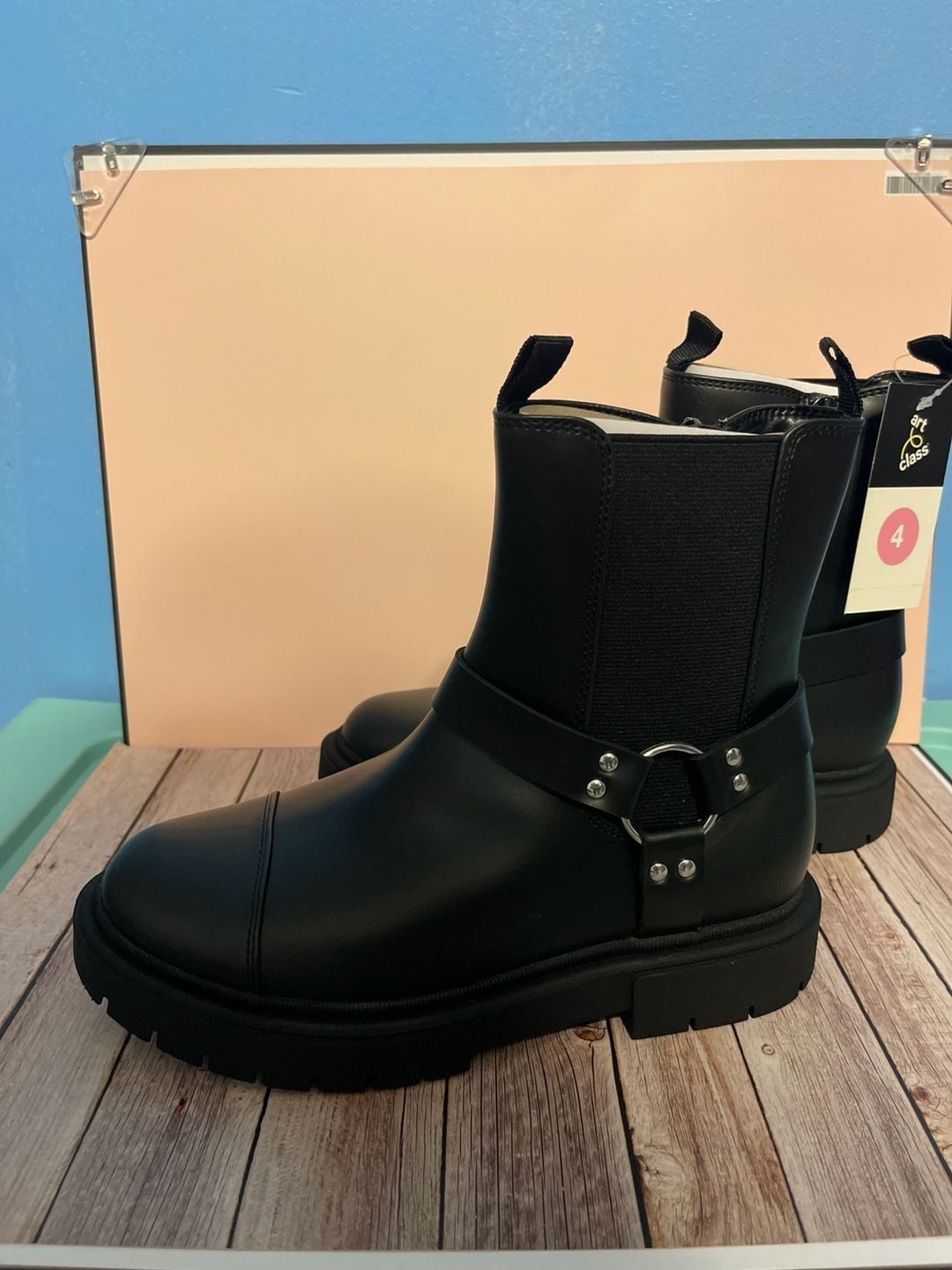 Art Class Kids Crosby Harness Moto Boots - Black 8