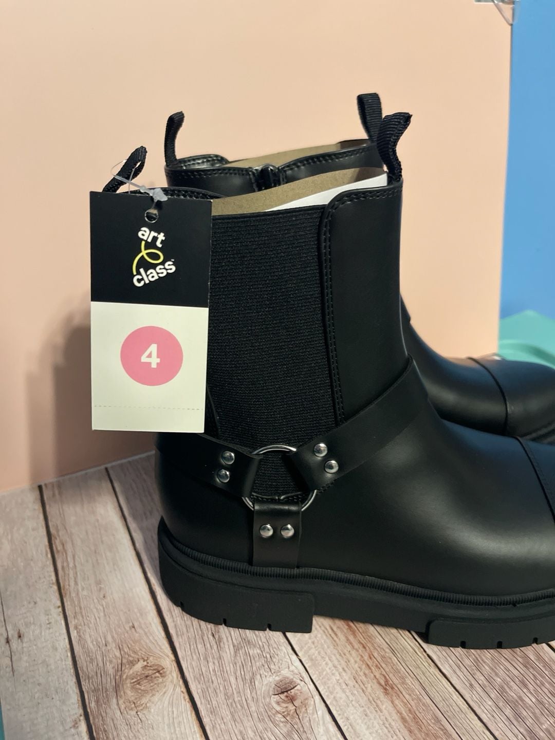 Art Class Kids Crosby Harness Moto Boots - Black 11