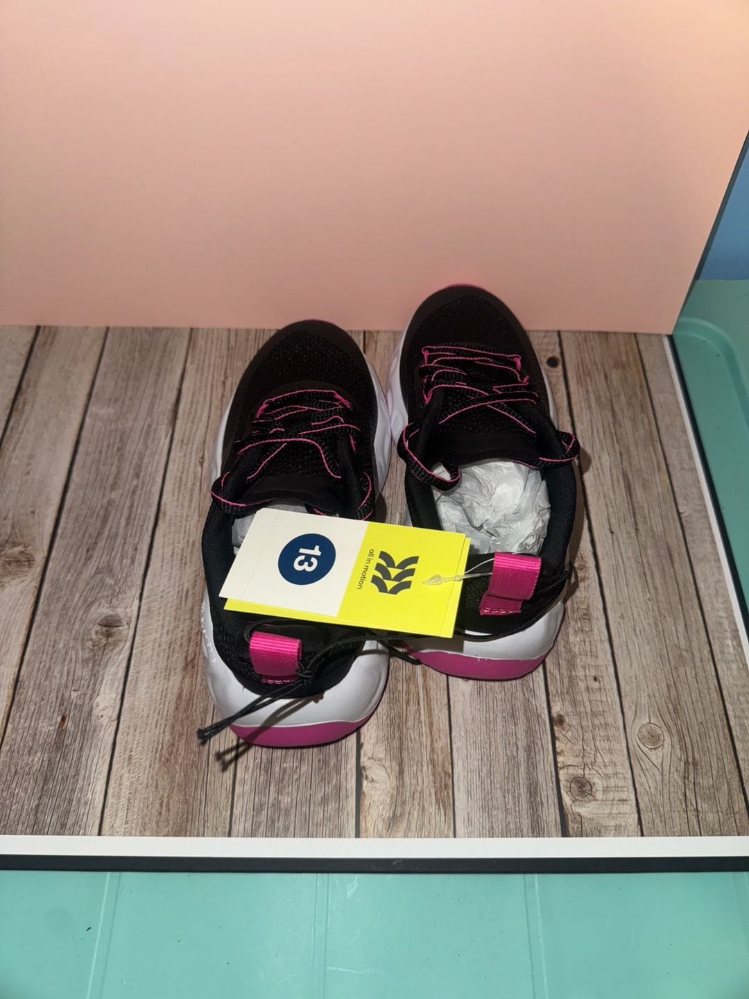 All in Motion Kids' Camren Performance Sneakers Black/Pink Size 13 4