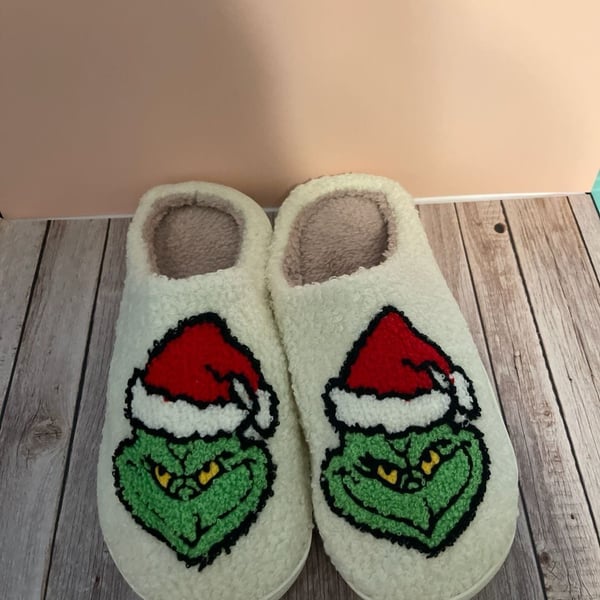 The Grinch Christmas Plush Sherpa Slip-On House Slippers