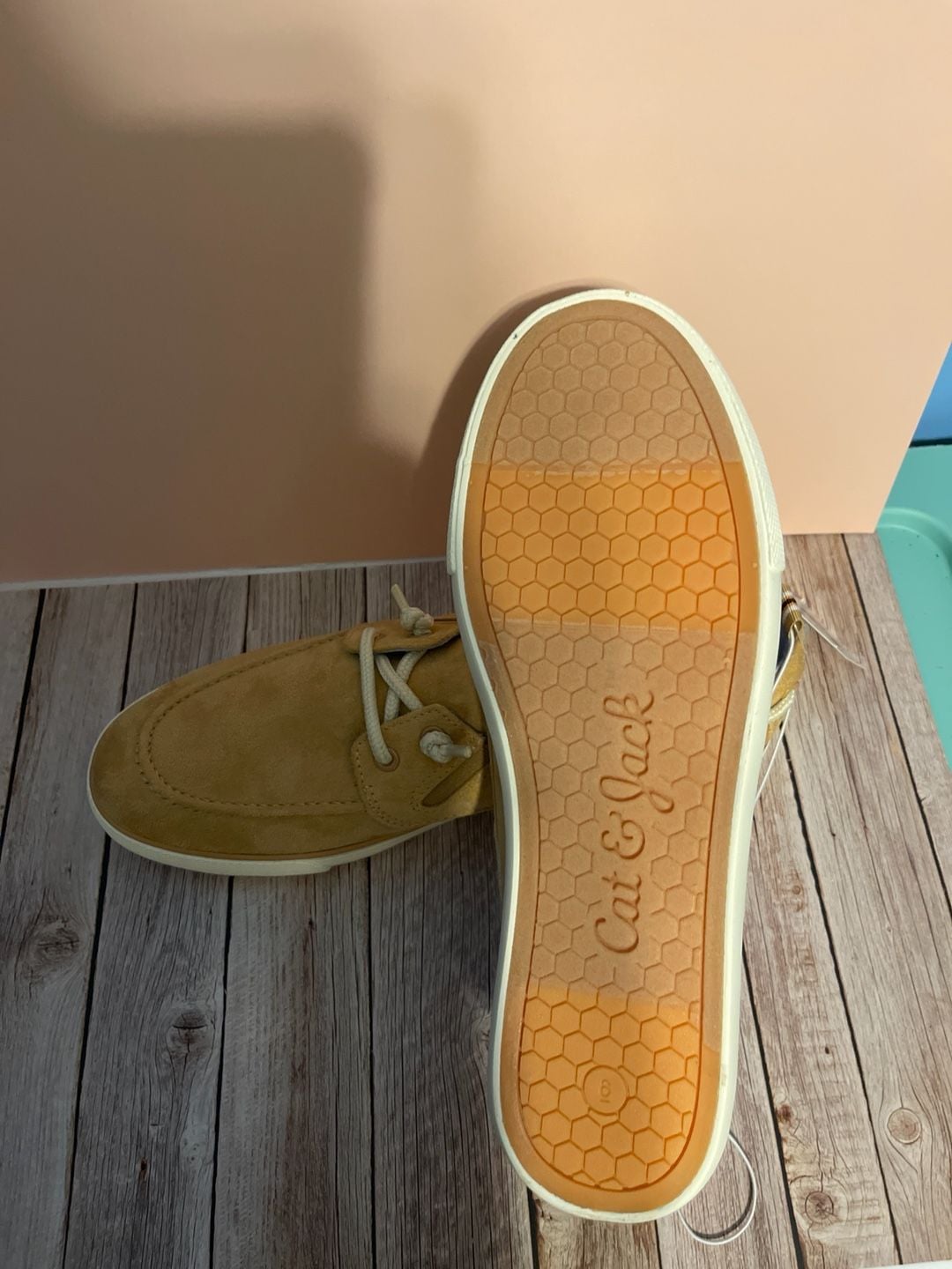 Cat & Jack Boys Reece Slip-On Boat Shoes Suede Beige Size 6 5