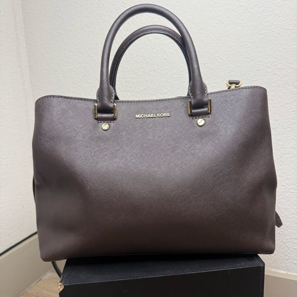Michael Kors Savannah Large Saffiano Leather Satchel in Espresso
