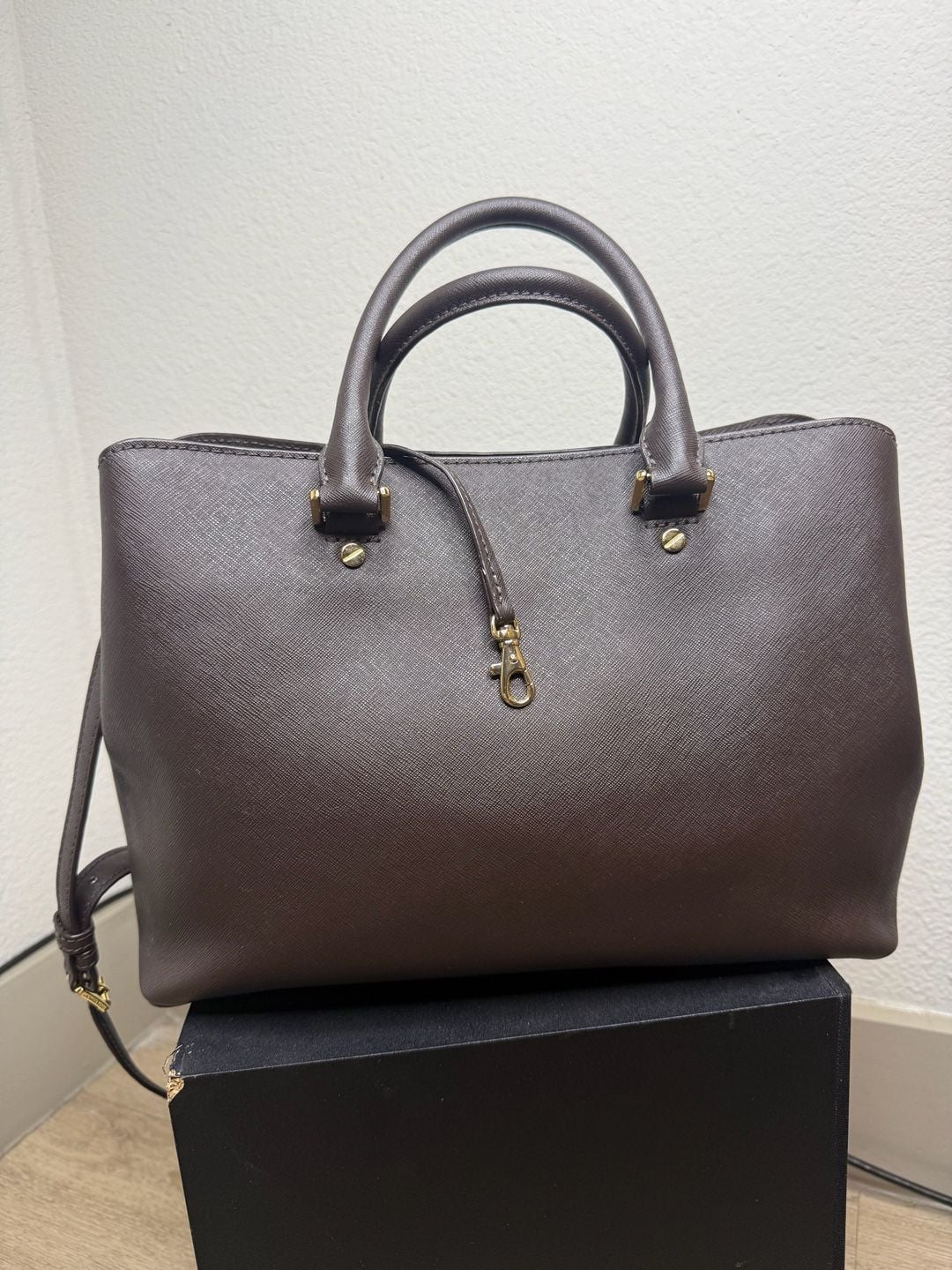 Michael Kors Savannah Large Saffiano Leather Satchel in Espresso 3
