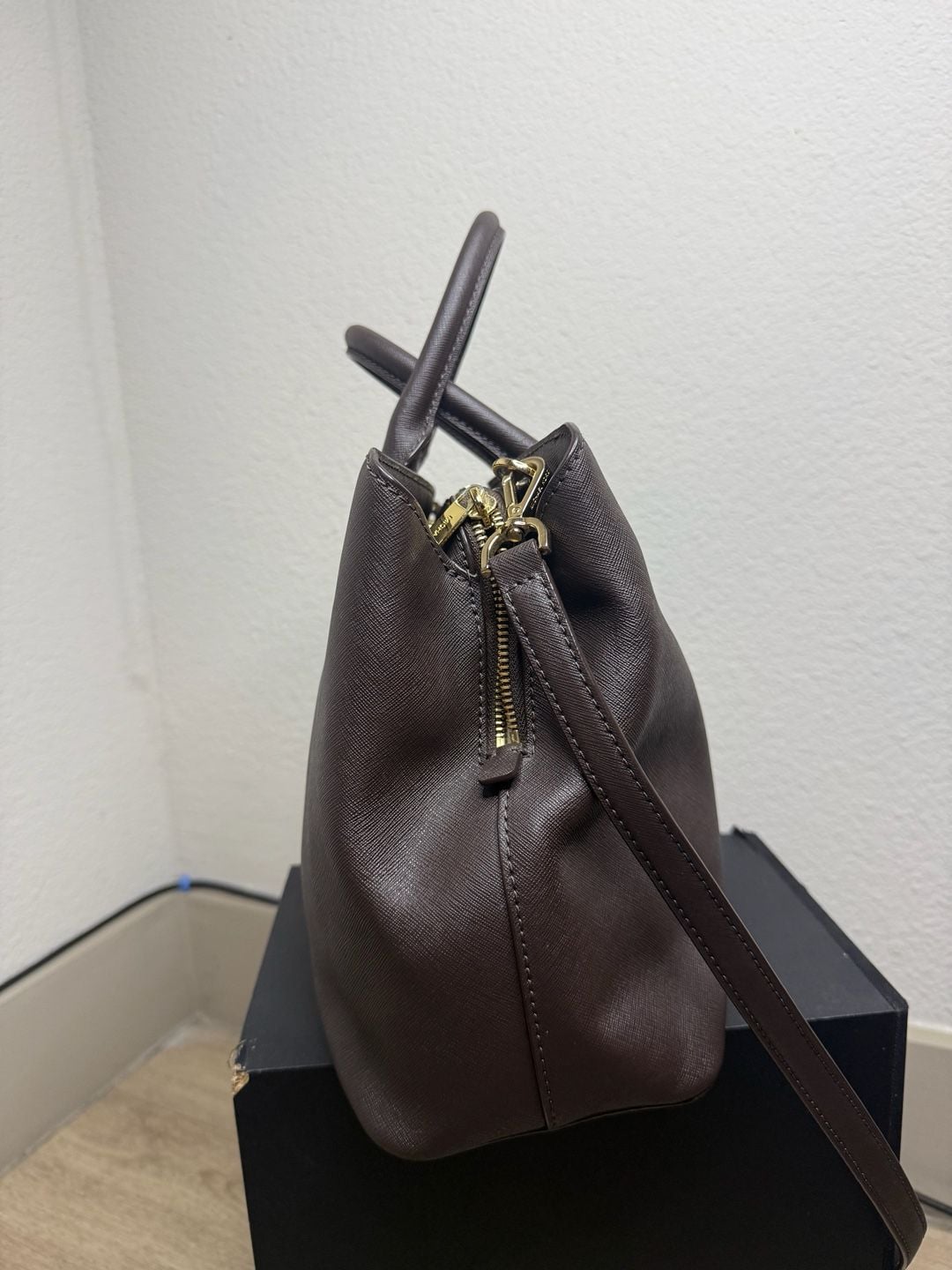 Michael Kors Savannah Large Saffiano Leather Satchel in Espresso 4