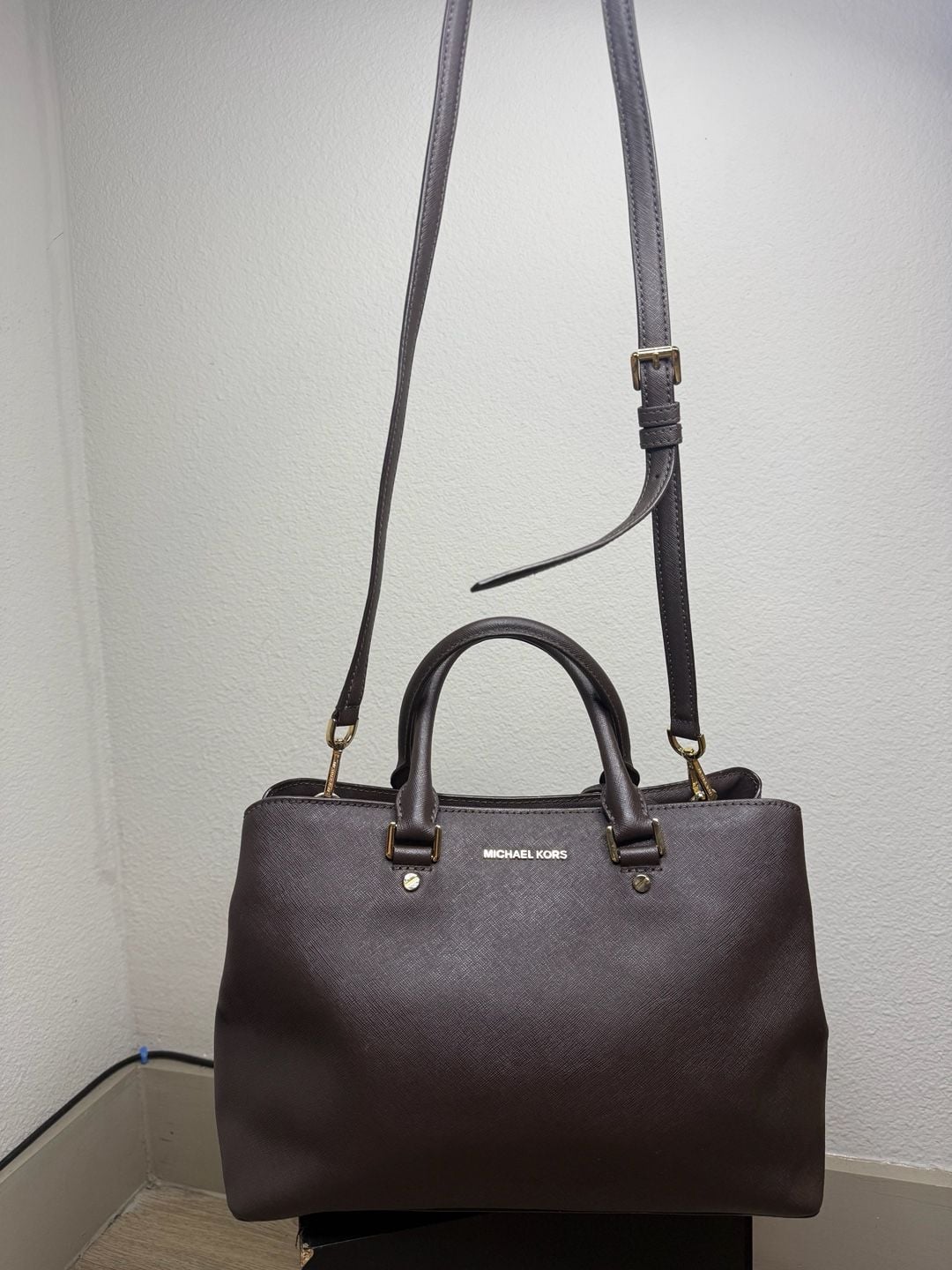 Michael Kors Savannah Large Saffiano Leather Satchel in Espresso 5