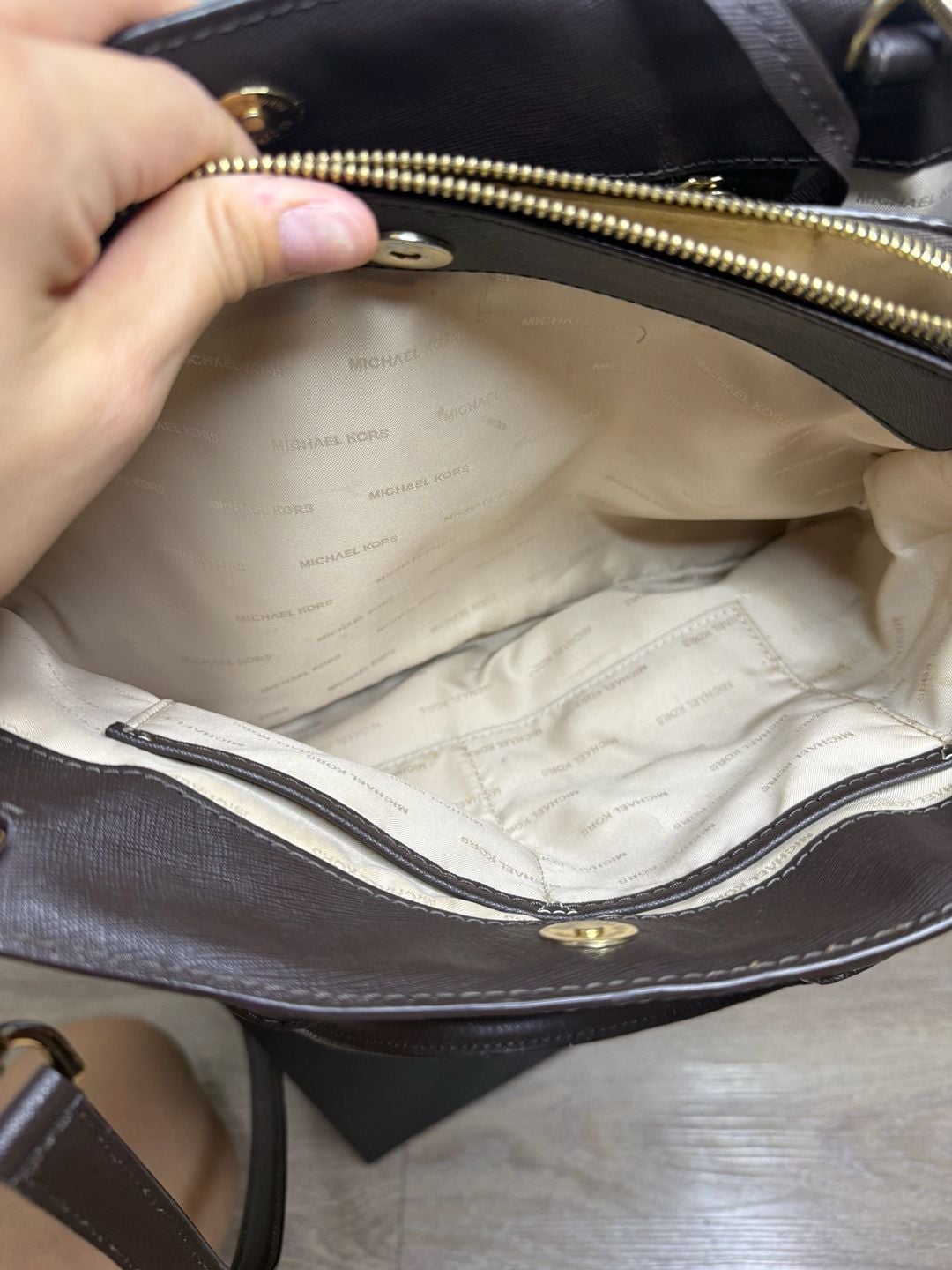 Michael Kors Savannah Large Saffiano Leather Satchel in Espresso 12