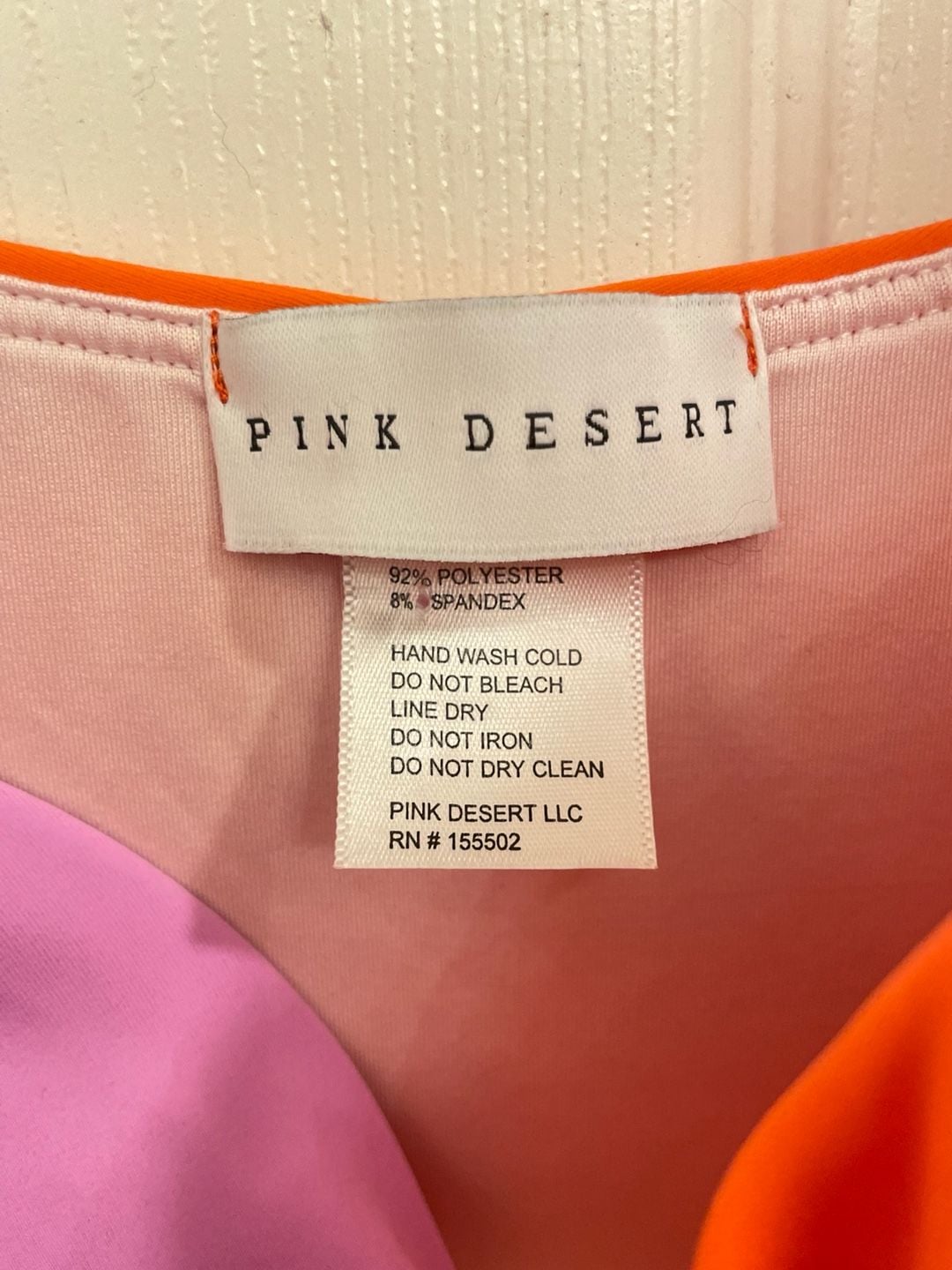 Color Block One-Piece Swimsuit, Pink & Orange, Medium (Pen on front) 10