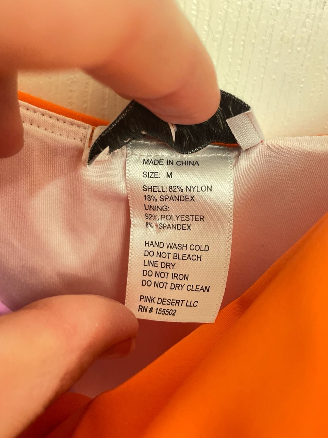 Color Block One-Piece Swimsuit, Pink & Orange, Medium (Pen on front) 7
