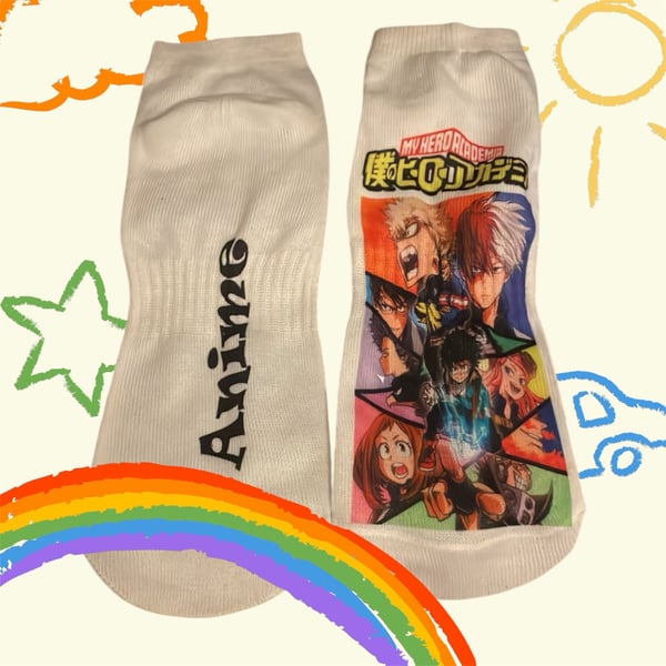 My Hero Academia Graphic Print Character Ankle Socks