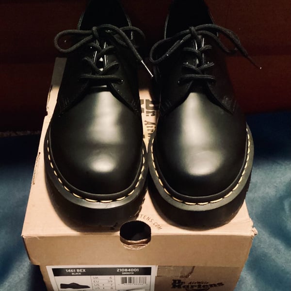 Dr. Martens 1461 Bex Smooth Leather Platform Shoes Black Size US Women's 8 / Men's 7