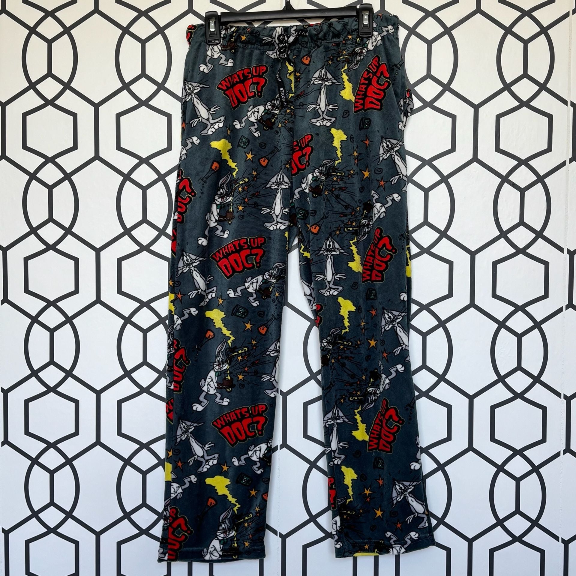 Happy Boxer Looney Tunes Bugs Bunny Whats Up Doc? Microfleece Pajama Pants Med 3