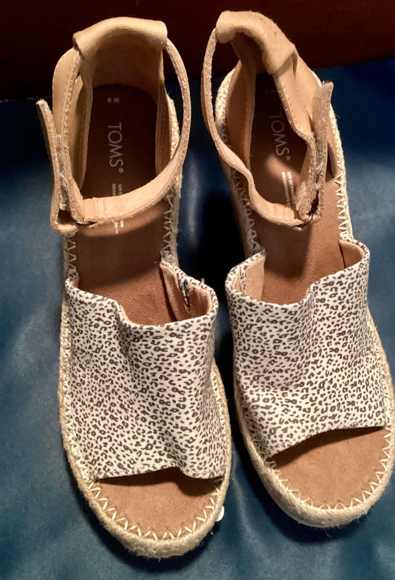 TOMS Monica Leopard Print Espadrille Wedge Sandals Size 6M 2