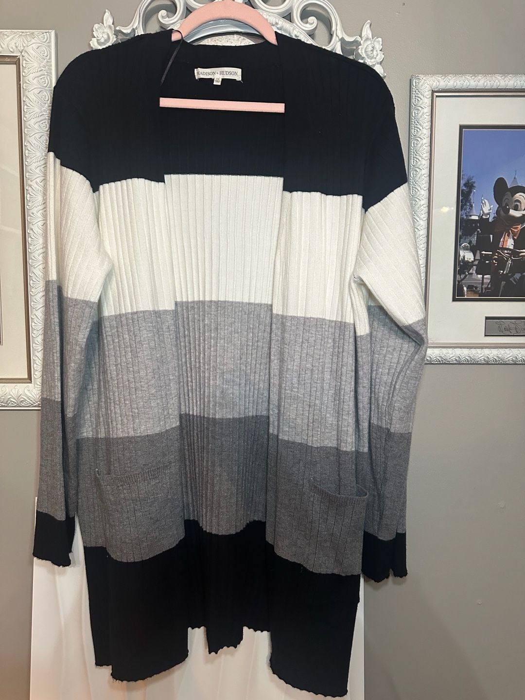 Madison + Hudson Color Block Ribbed Open Front Longline Cardigan Duster 2