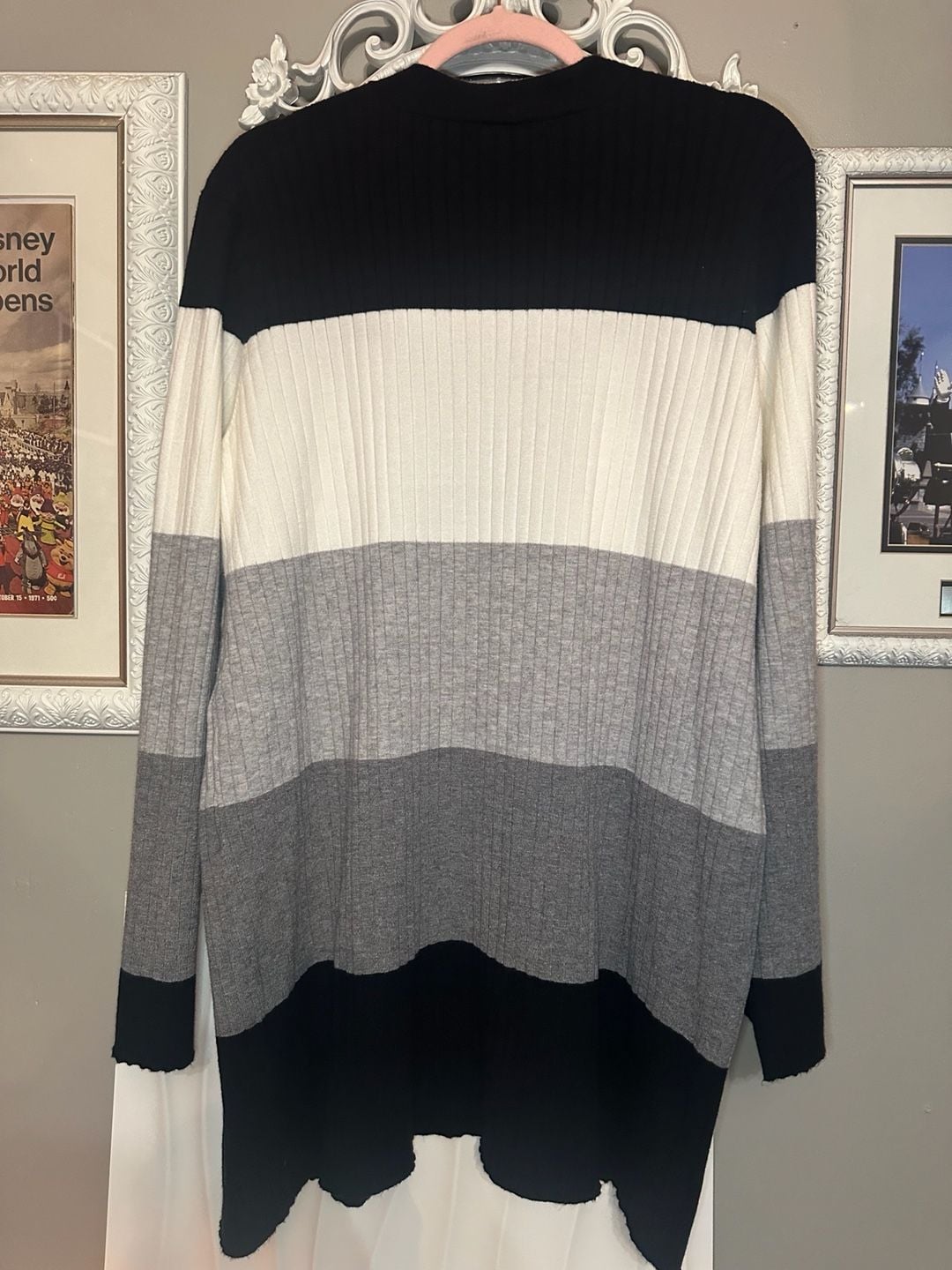 Madison + Hudson Color Block Ribbed Open Front Longline Cardigan Duster 9