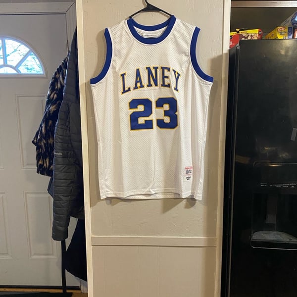 Michael Jordan #23 Laney High School Authentic Stitched HGC Basketball Jersey White