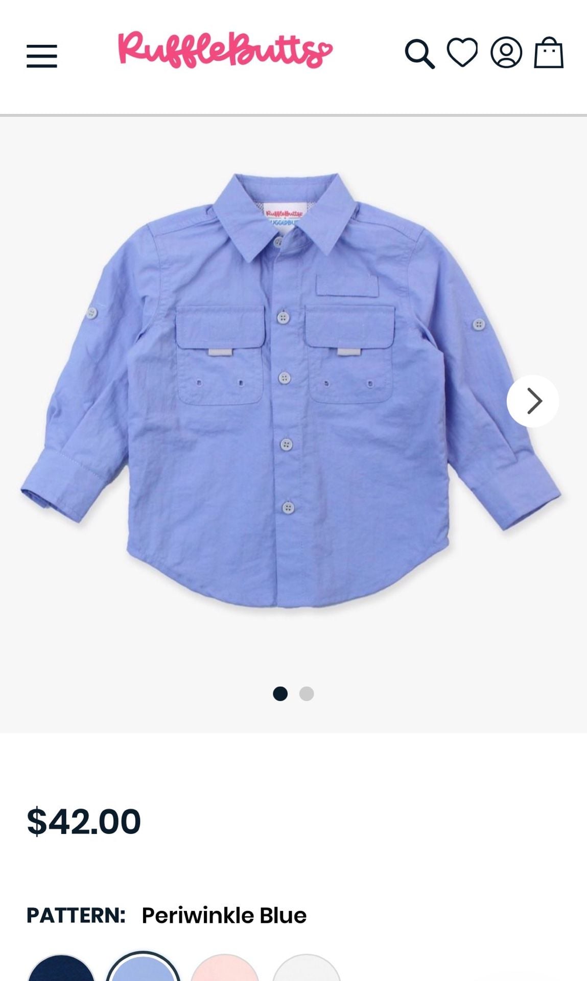 RuggedButts Boys Periwinkle Blue Sun Protective Button Down UPF 50+ Fishing Shirt 5
