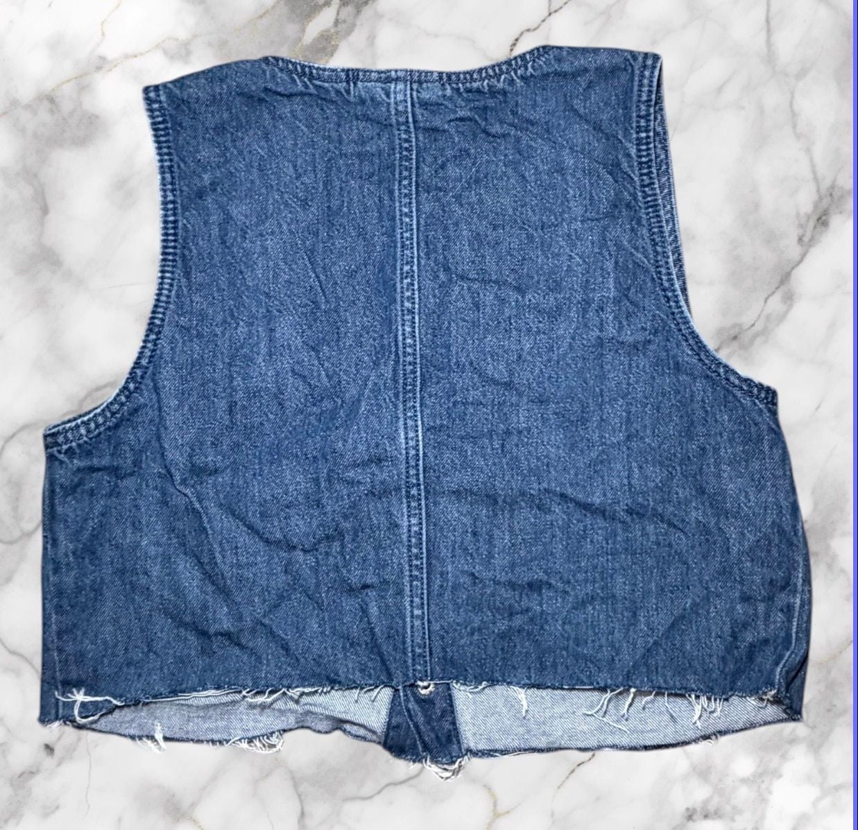Universal Thread Cropped Denim Vest Raw Hem Sleeveless Blue Size 12 3