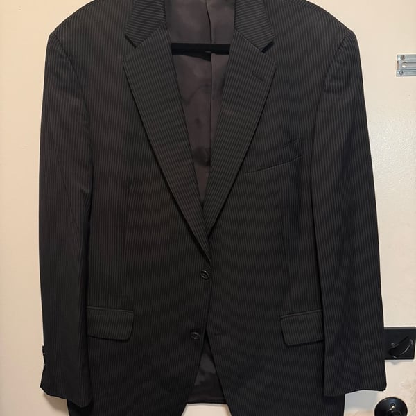 Hart Schaffner Marx for Saks Fifth Avenue 44 Reg Men's Pinstripe 2-Button Suit Jacket Blazer Made in USA
