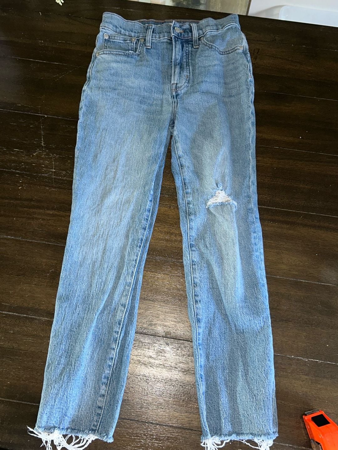 Madewell The Perfect Vintage Crop Jean Size 26 Light Wash Distressed Raw Hem 2