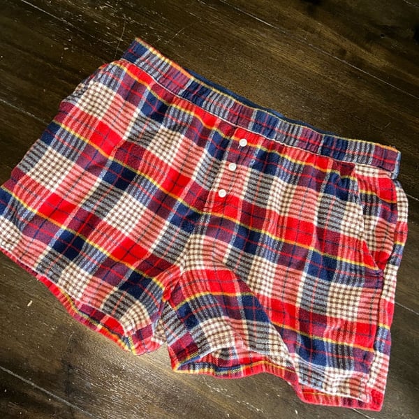 Aerie Plaid Flannel Pajama Set Button Down Top and Sleep Boxers
