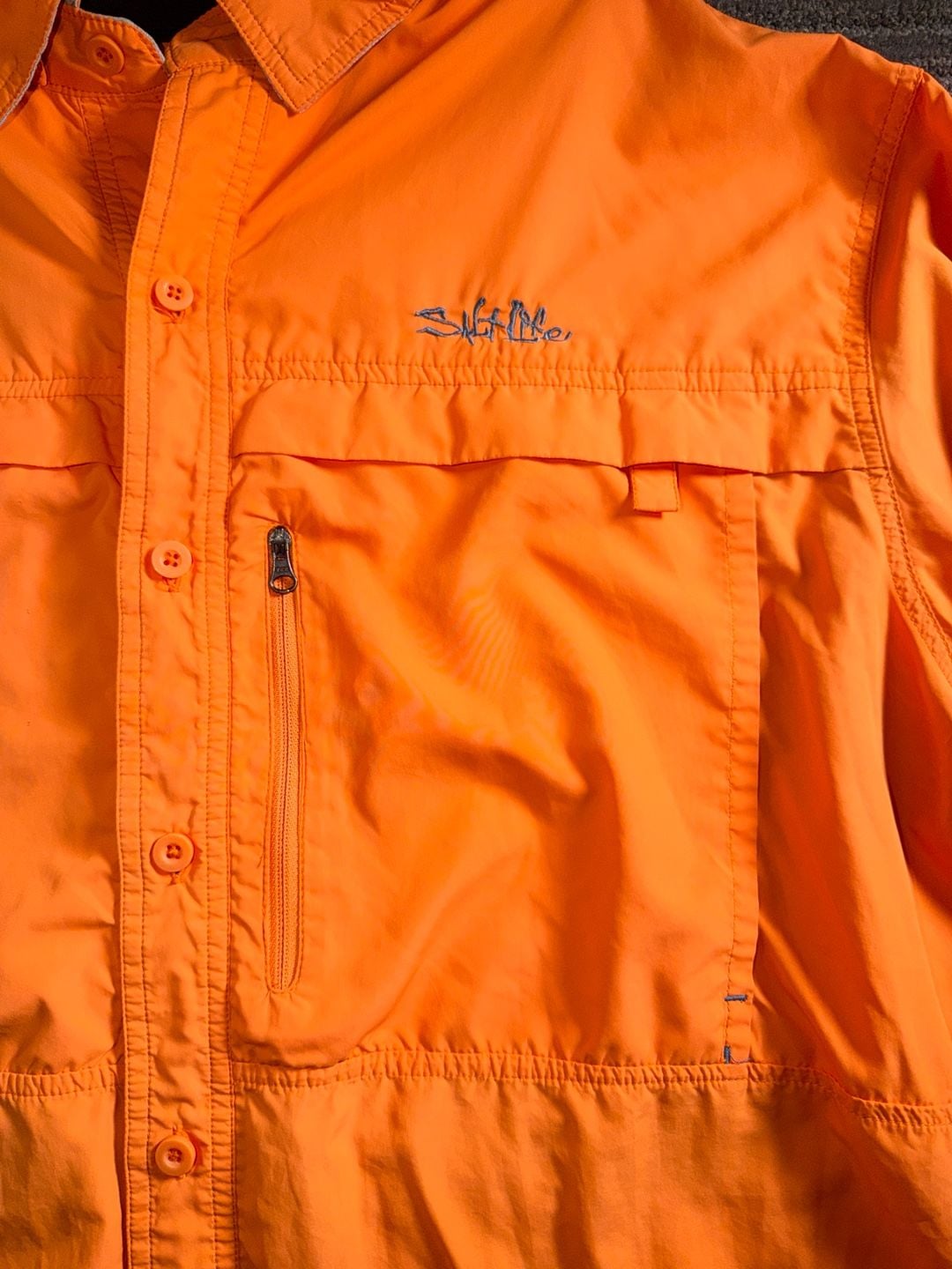 Salt Life Men's Orange Long Sleeve Vented Fishing Shirt SLM30018 Size XL 3