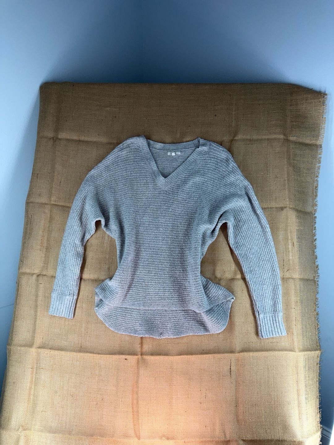 maurices Grey V-Neck Textured Knit Dolman Sleeve Sweater 2