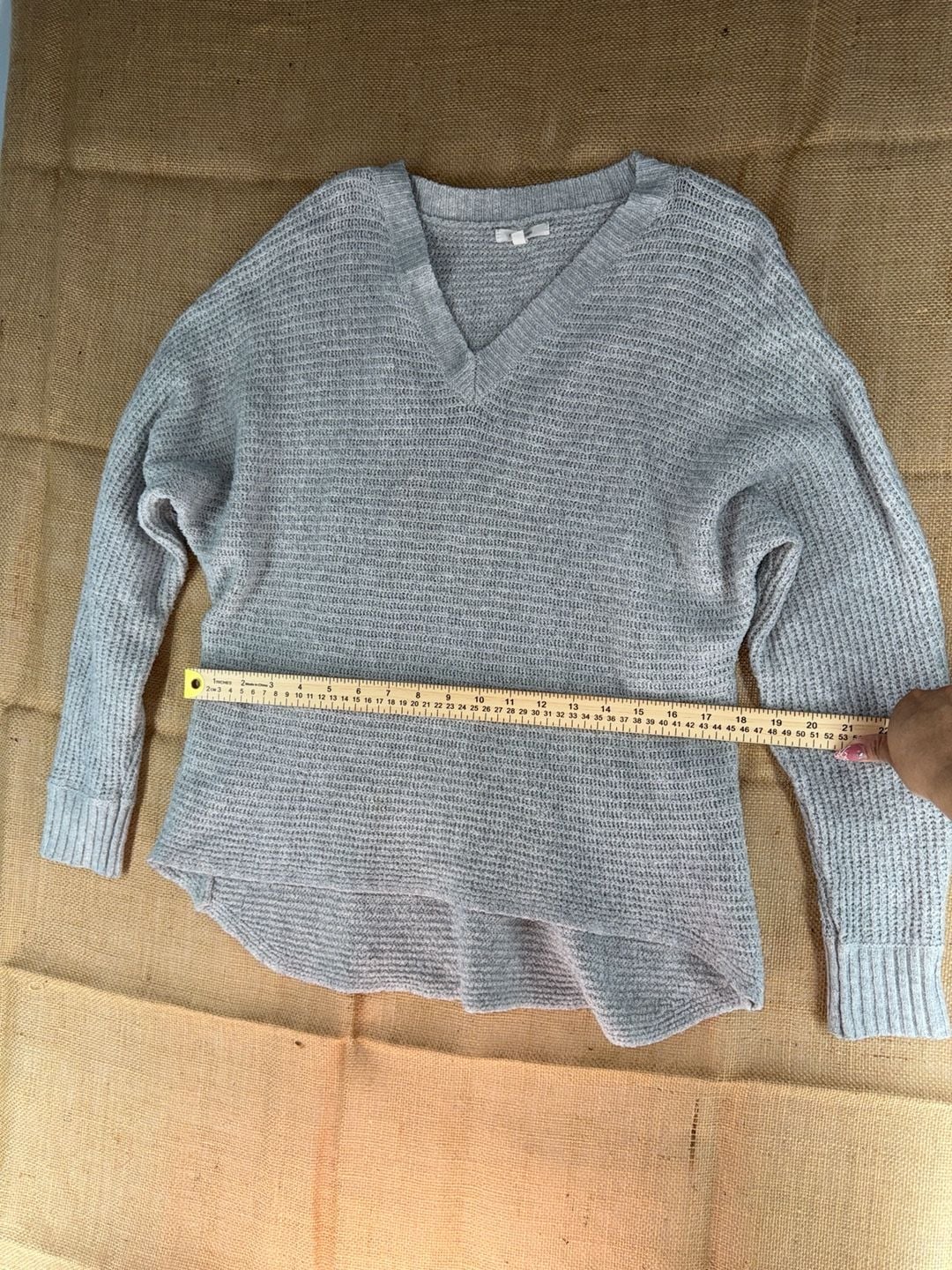 maurices Grey V-Neck Textured Knit Dolman Sleeve Sweater 5
