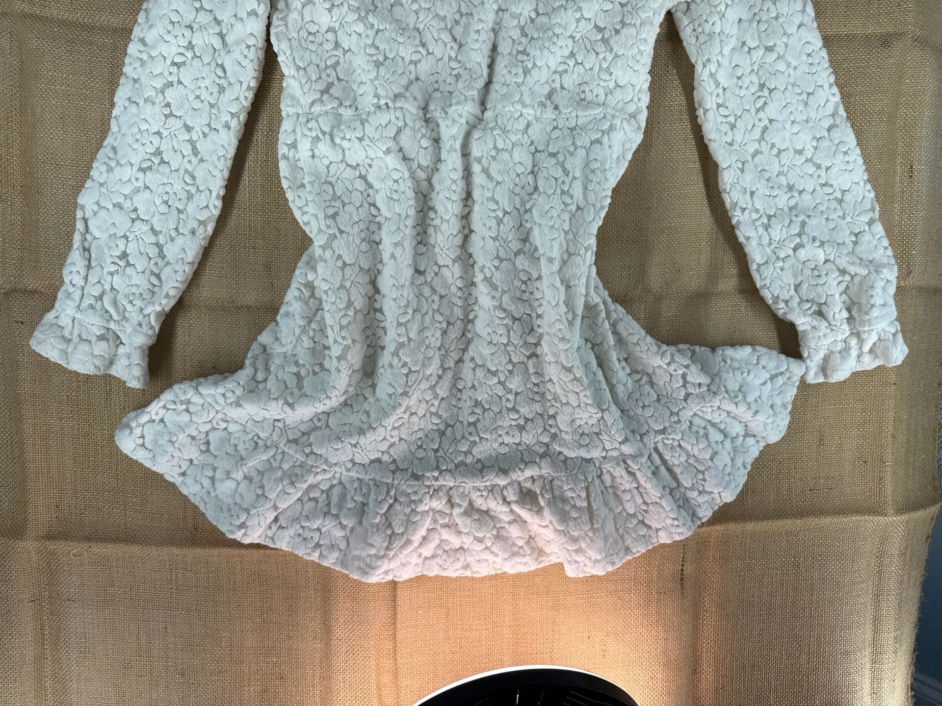 Wild Fable Women's Cream Long Sleeve Brushed Floral Lace Skater Dress 5