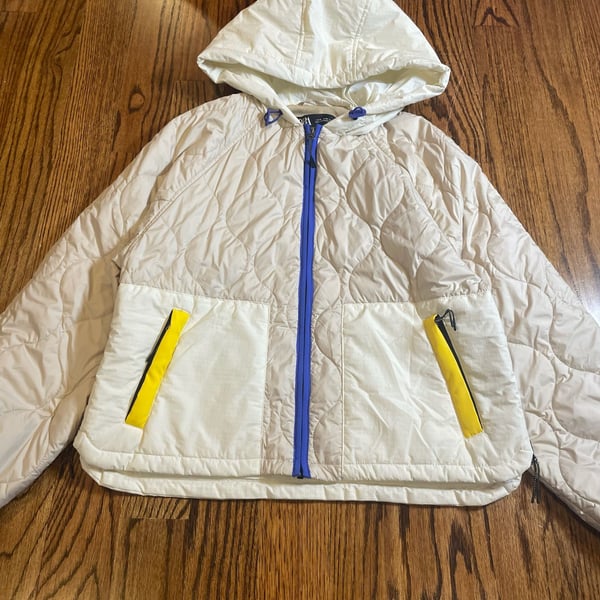 ZARA Water Repellent Colorblock Quilted Jacket with Hood