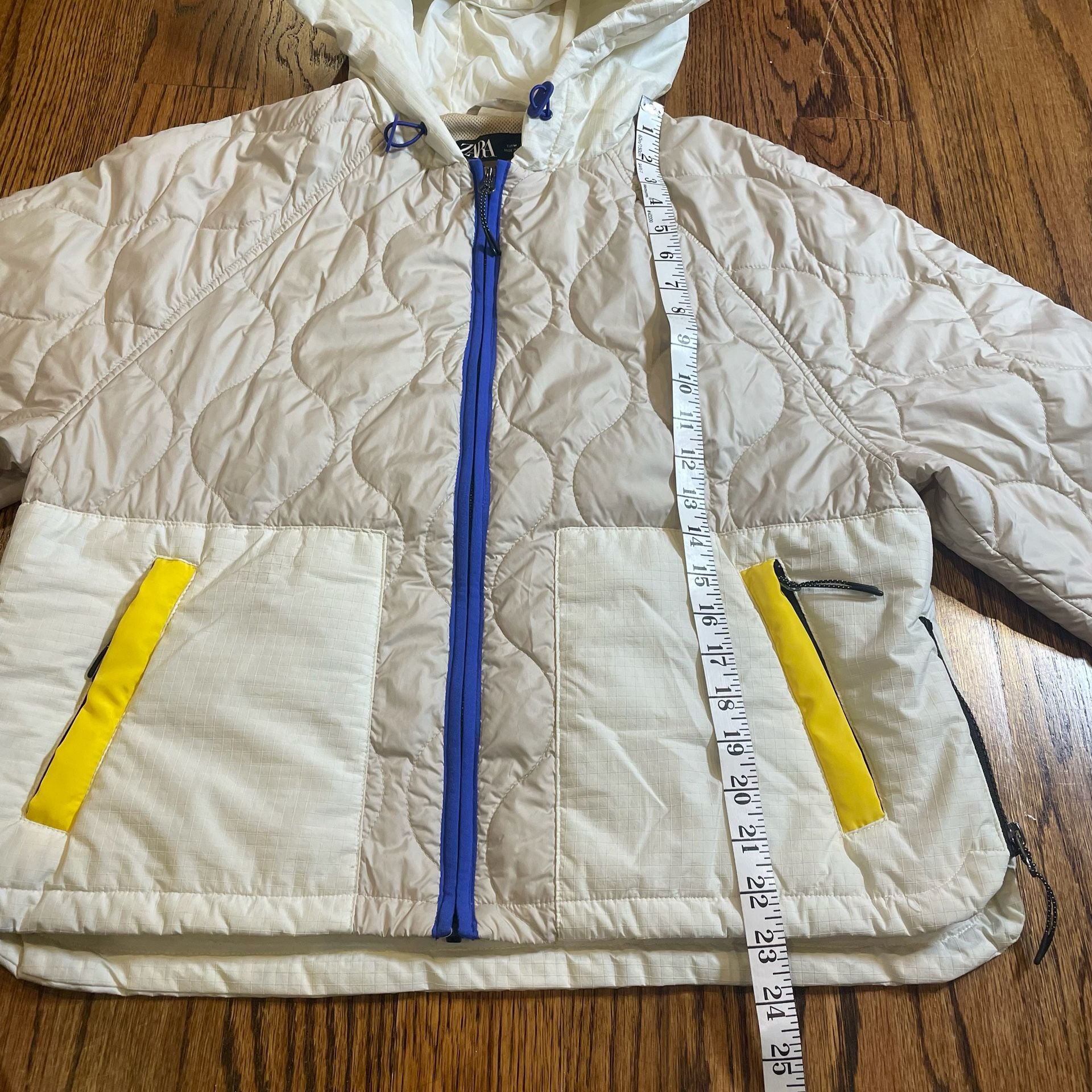ZARA Water Repellent Colorblock Quilted Jacket with Hood 4