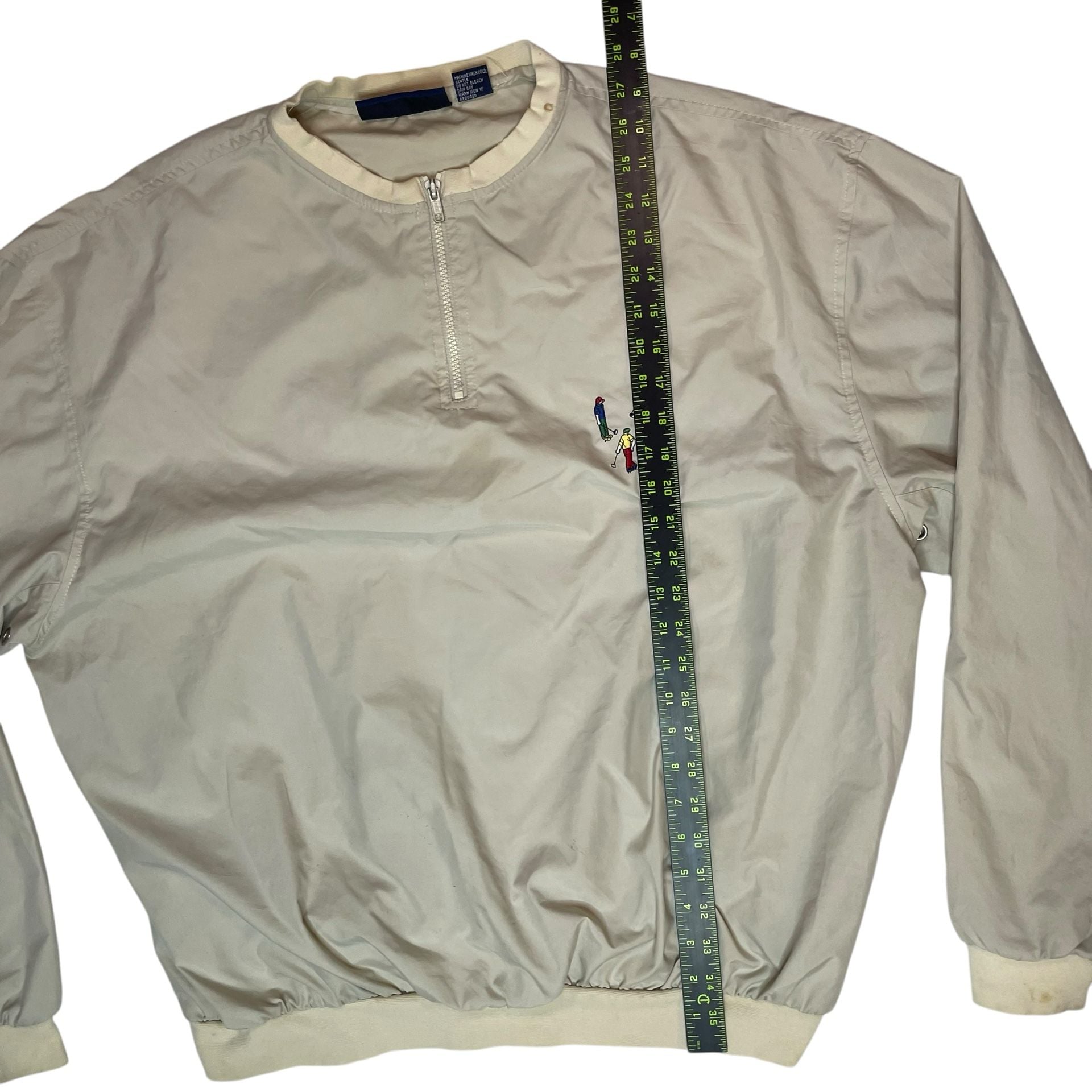 Pivot Rules Golf Pullover Windbreaker 1/4 Zip Cream XL Vintage 3
