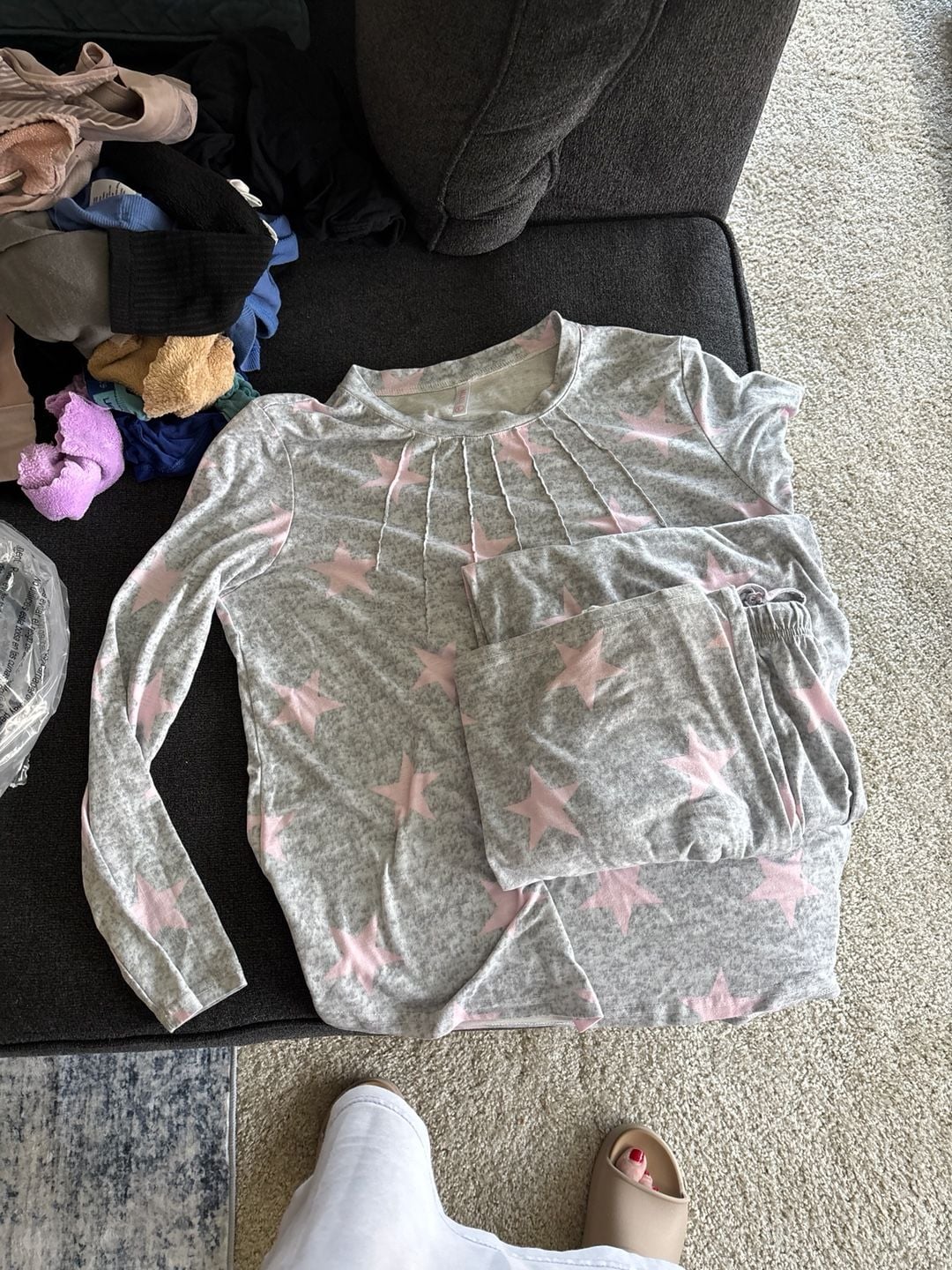 Star Pajama Set 2 Pieces Long Sleeve Ladies Pajamas Lounge Sleepwear with size L 2