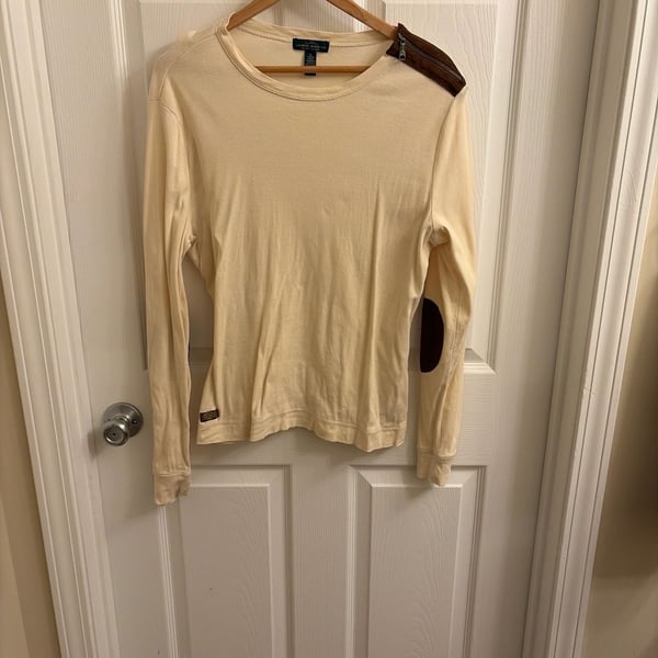 Lauren Jeans Co. Ralph Lauren L Top Suede Elbow Patches and Shoulder Zip