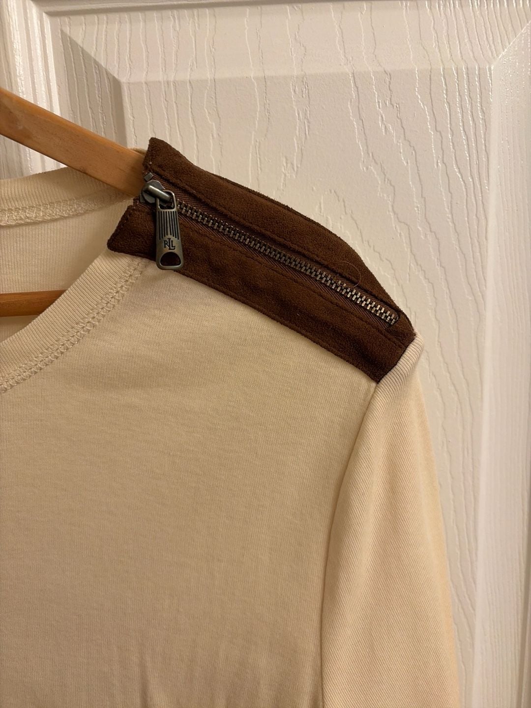 Lauren Jeans Co. Ralph Lauren L Top Suede Elbow Patches and Shoulder Zip 3