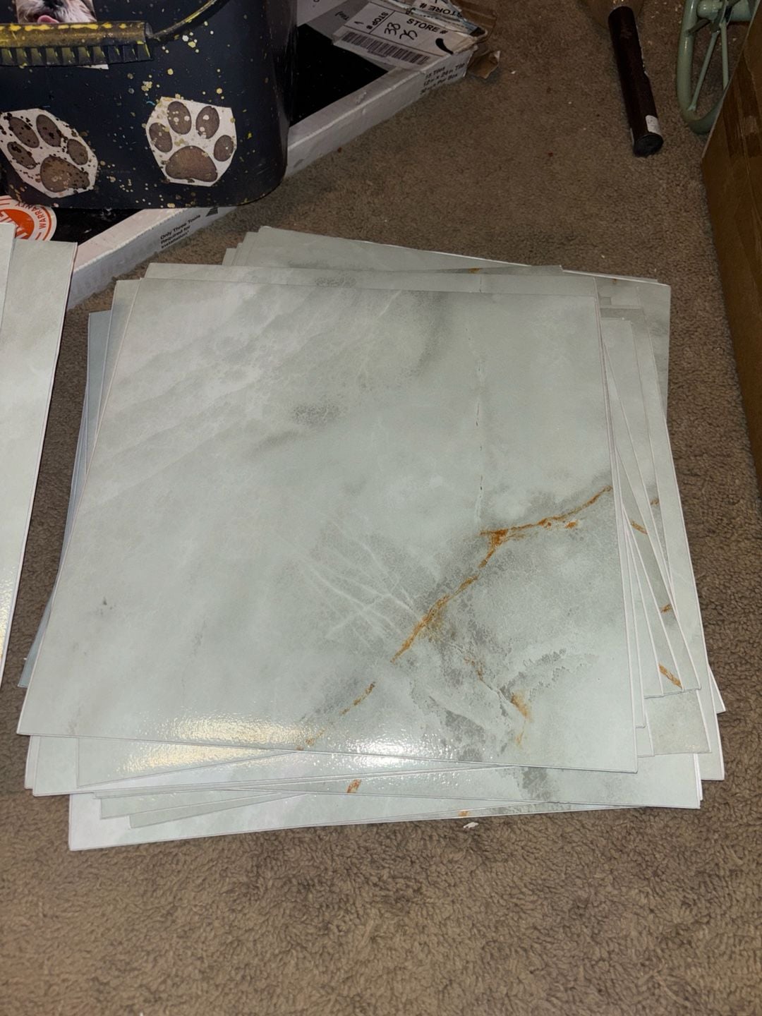 Spiareal Peel and Stick 12x12 Gray Marble Vinyl Floor Tiless (Pack of 12) 4
