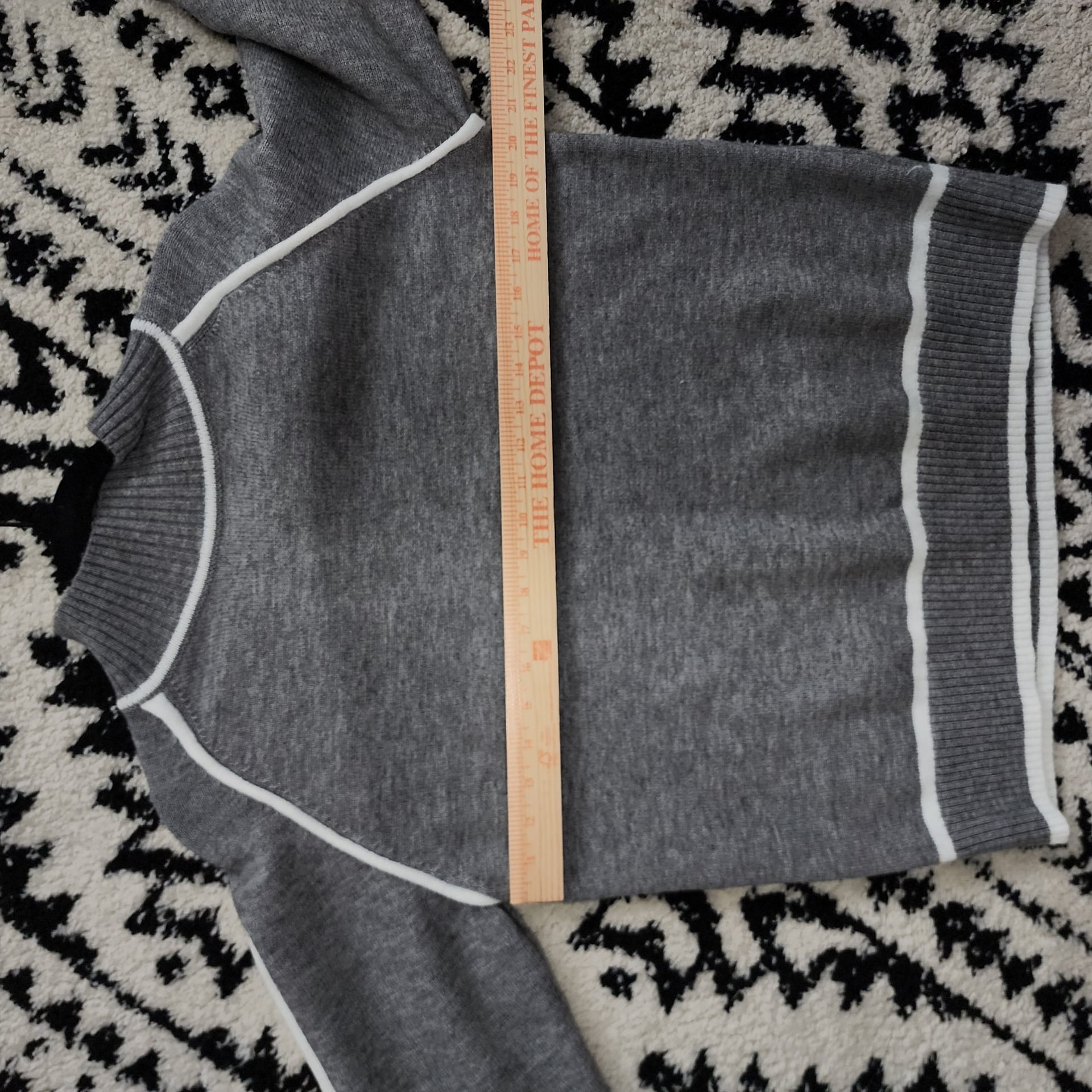 Anna-Kaci California Grey Contrast Ribbed Trim Mock Neck Sweater 7