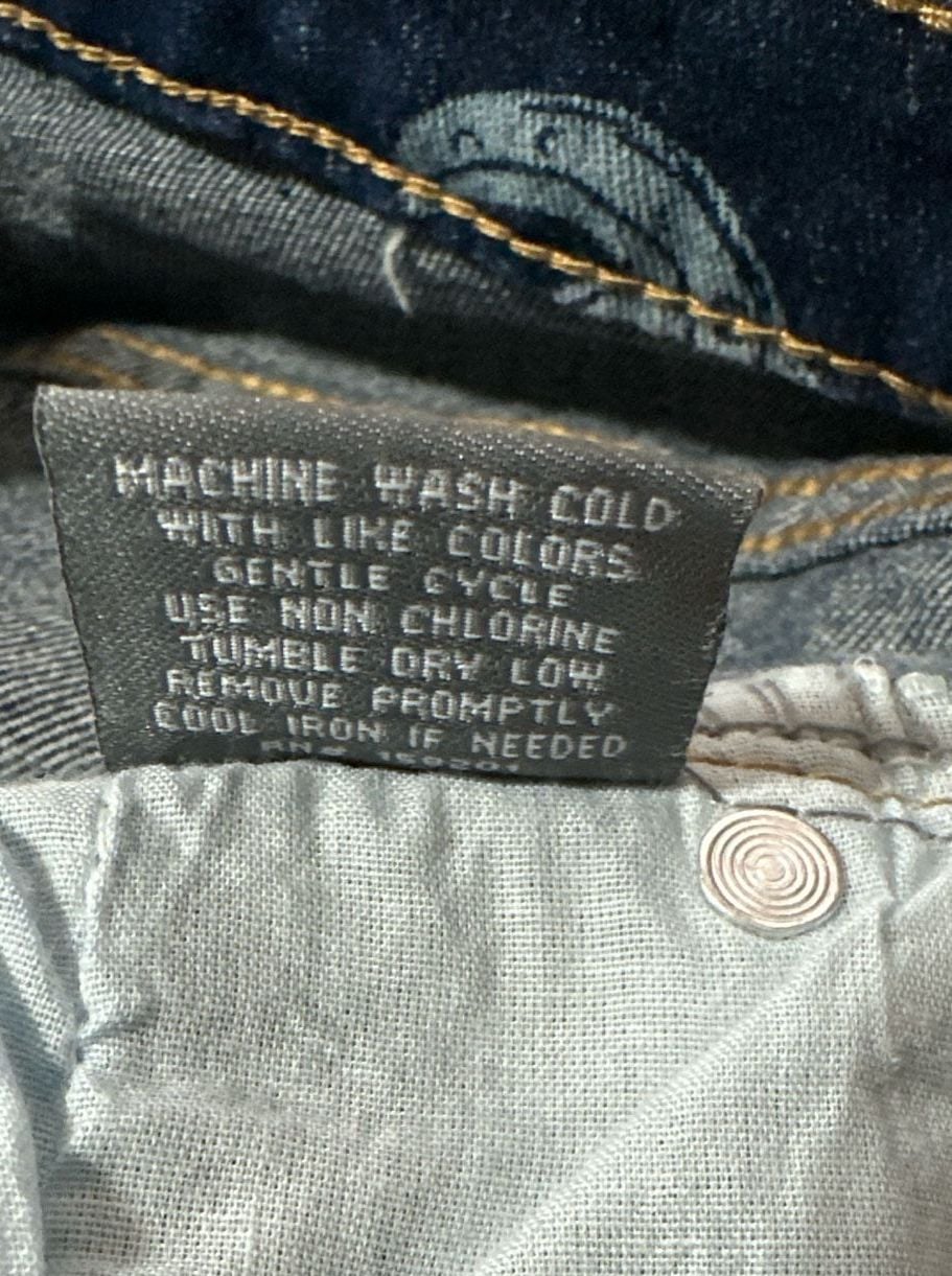 NWT Cali1850 Dark Wash Western All-Over Print Wide Leg Denim Jeans 6