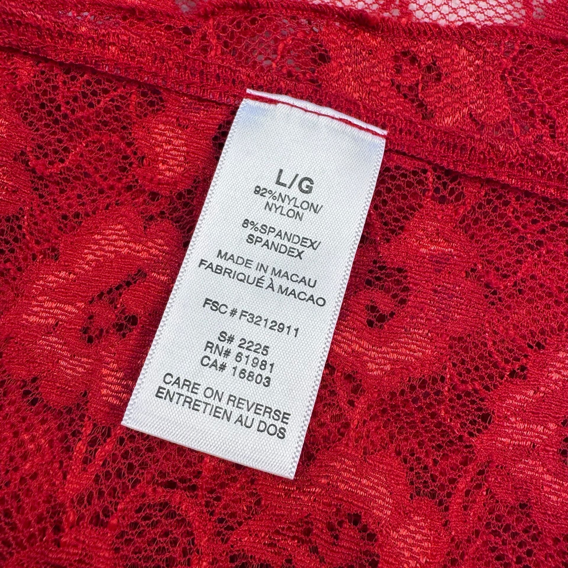 Vintage Red Floral Lace Camisole Top Size L 4