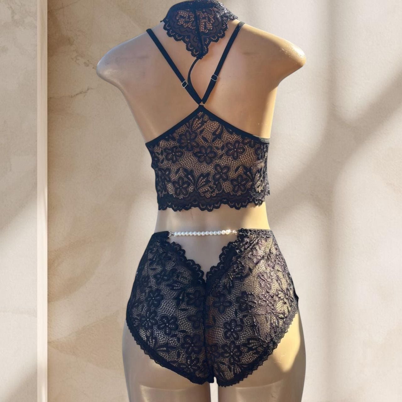 Black Lace Lingerie Set – Bralette, Panty & Sheer Robe 3 Piece Sexy Elegant ✧ S 5