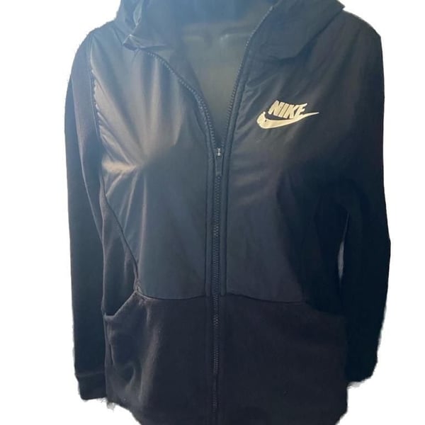 Nike Youth Boys XL Hybrid Full Zip Fleece Hoodie Jacket Black