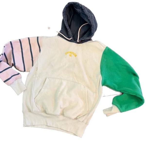 True 90s Vintage Champion Reverse Weave Colorblock Stripe Hoodie M