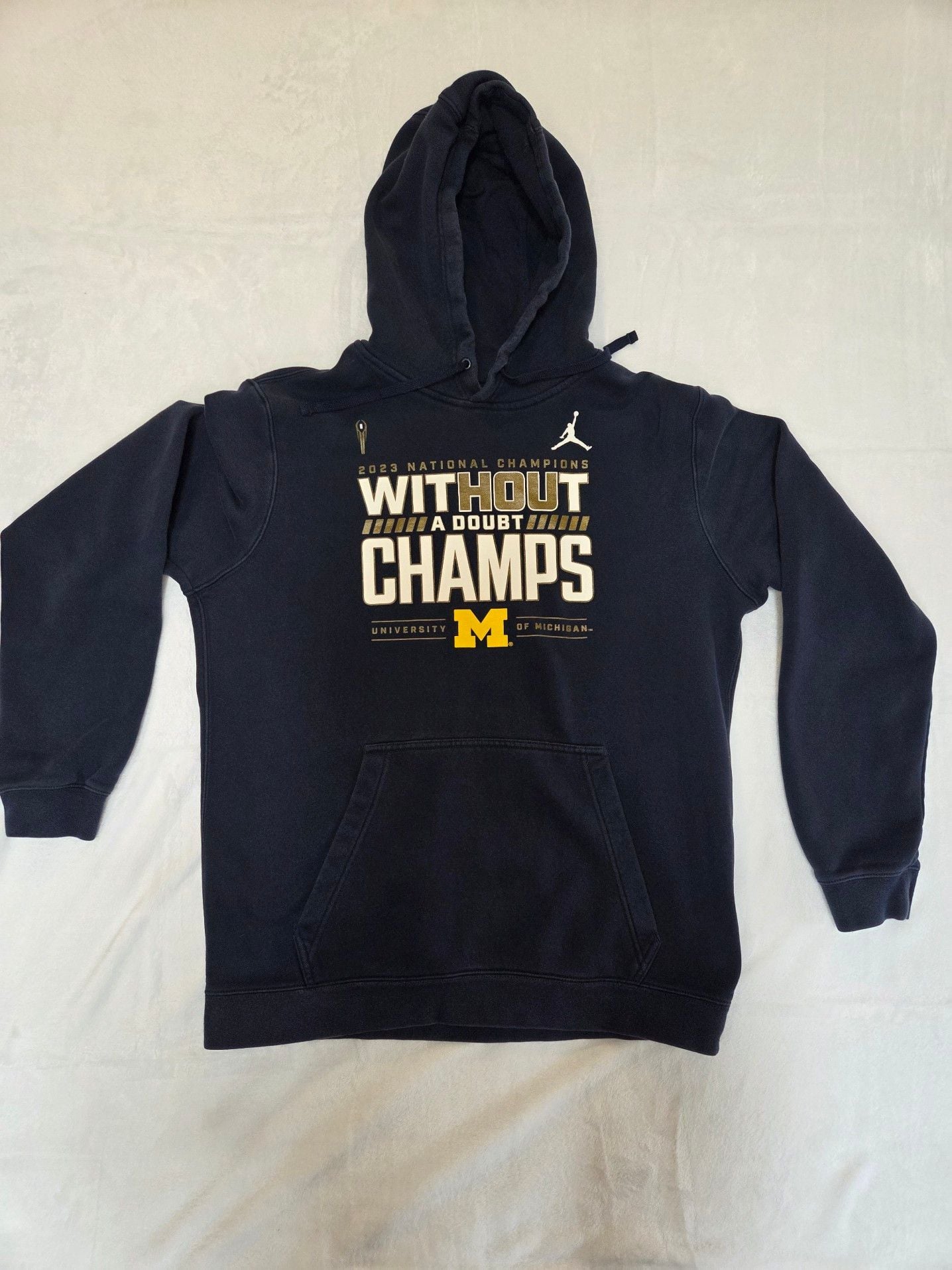 Nike Jordan Michigan Wolverines 2023 National Champions Navy Hoodie Men's Size Large 2