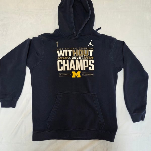 Nike Jordan Michigan Wolverines 2023 National Champions Navy Hoodie Men's Size Large